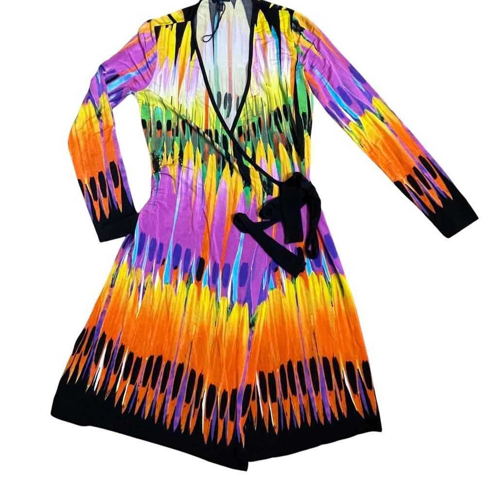 Escada Sport Colorful Print‎ Knit Jersey Dress Long Sleeve Size 34